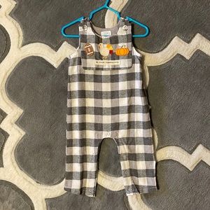 First thanksgiving/first Halloween reversible bib & overalls